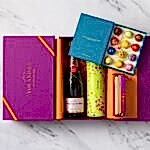 Chocolate Hamper with Truffles, Chocolate Bars, Bonbons and Rose Champagne
